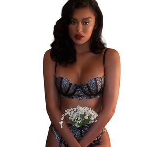 Roma Confidential Bra in Silver Black Metallic L1404 Size XL